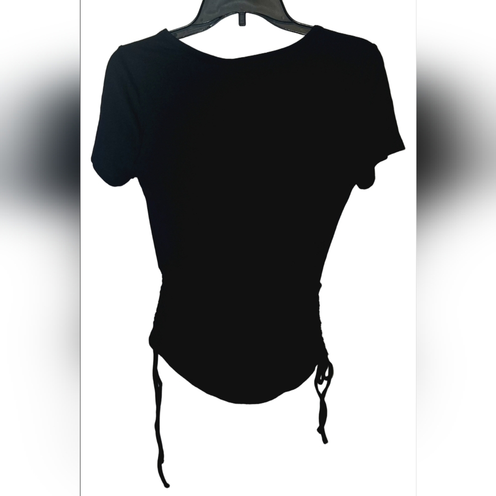 ​🖤 NWT Harley-Davidson Skull Graphic Ruched Drawstring Tee Small 🏍️ - Picture 2 of 3